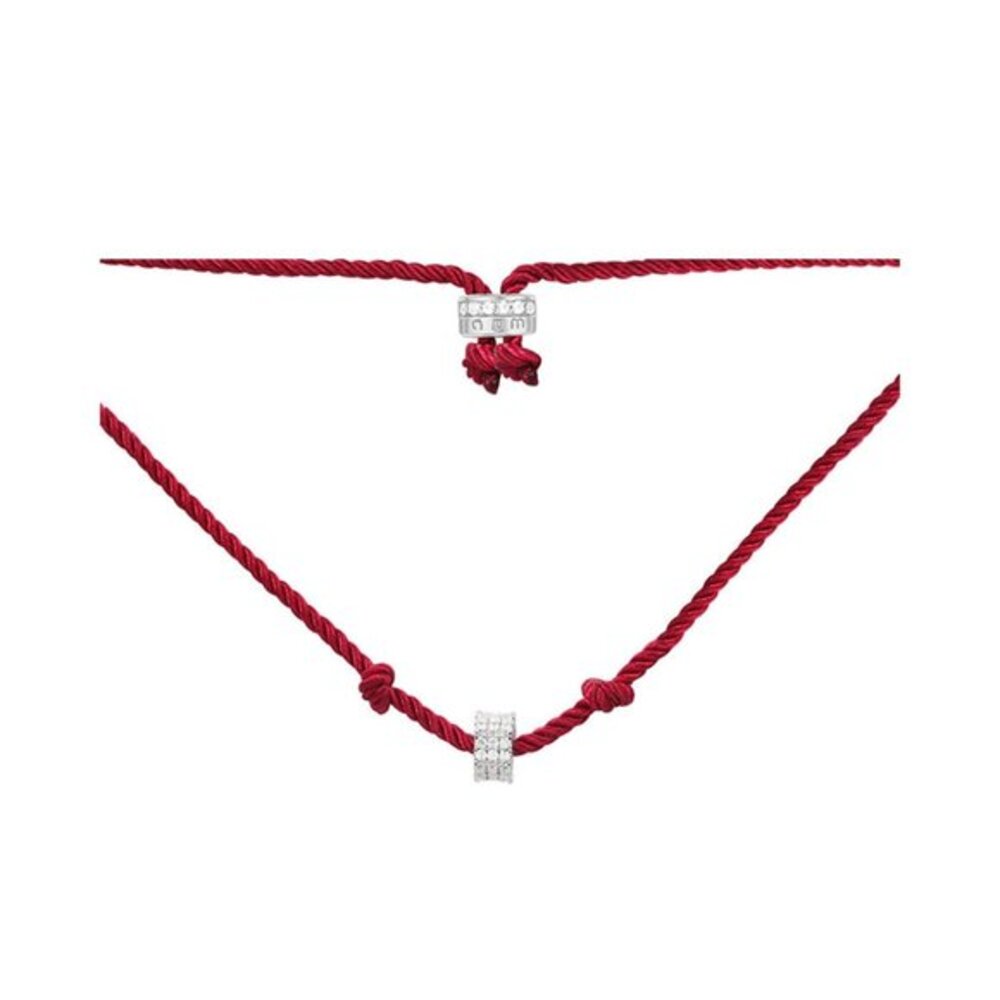 APM Monaco Red adjustable nylon necklace with sliding ring - silver × 1